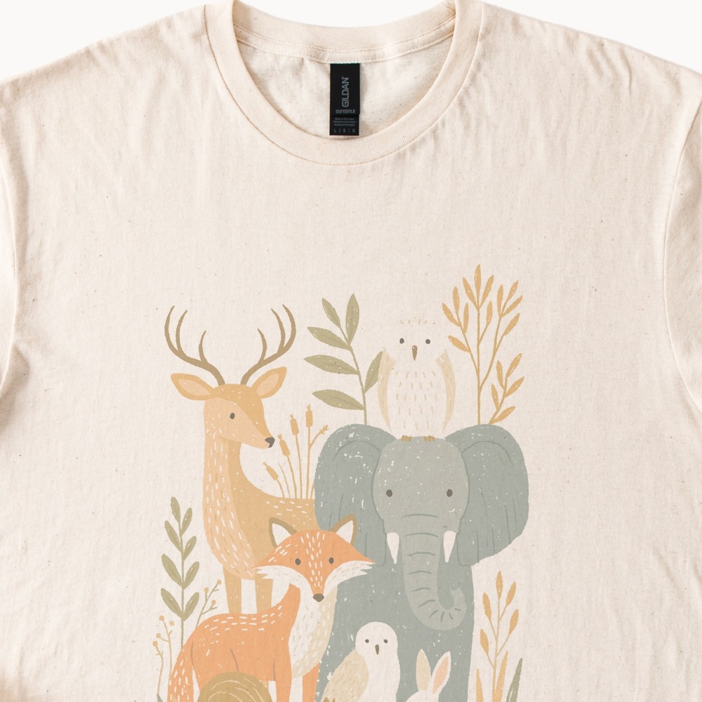 Owl Deer Fox Rabbit Botanical Nature Tee